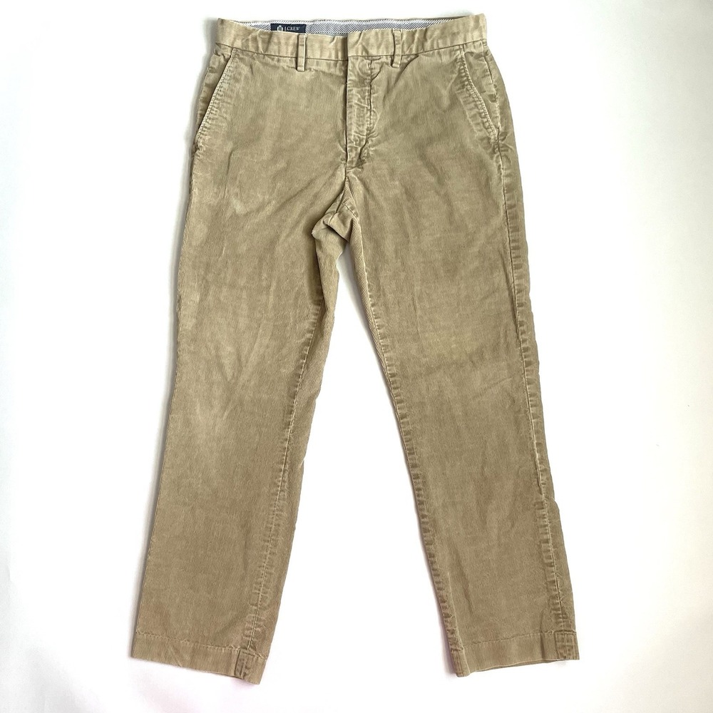 J.Crew Corduroy Pants Size 32 x 30 Slim Fit Khaki Tan All Cotton Preppy Academia